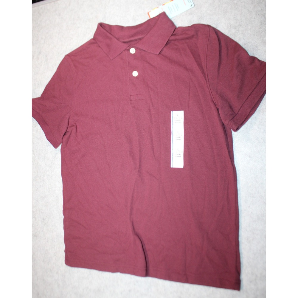 Boys Cat & jack short sleeve uniform polo shirt burgundy size L 10/12